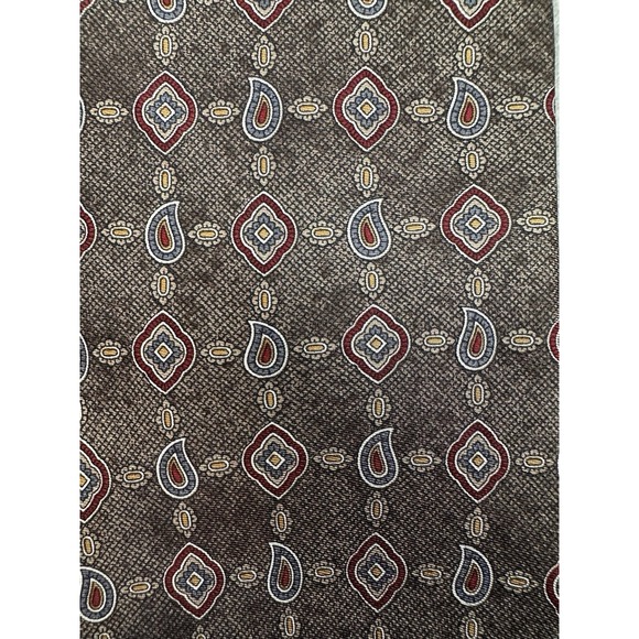 Vintage Halston Silk Tie Brown Geometric Paisley Print Made in USA/Italy NOS - Picture 4 of 6